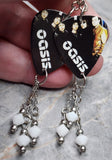 Oasis Guitar Pick Earrings with White Swarovski Crystal Dangles