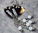 Oasis Guitar Pick Earrings with White Swarovski Crystal Dangles