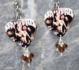 Pantera Magazine Cover Guitar Pick Earrings with Brown Swarovski Crystal Dangles