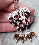 Pantera Magazine Cover Guitar Pick Earrings with Brown Swarovski Crystal Dangles