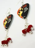 Pink The Truth About Love Tour Guitar Pick Earrings with Red Swarovski Crystal Dangles