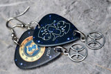 Horoscope Astrological Sign Pisces Guitar Pick Earrings with Laser Cut Horoscope Charms