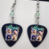 Poison Individual Pictures Guitar Pick Earrings with Green Swarovski Crystals