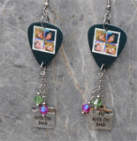 Poison Look What the Cat Dragged In Guitar Pick Earrings with Stainless Steel Charms and Swarovski Crystal Dangles