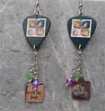 Poison Look What the Cat Dragged In Guitar Pick Earrings with Stainless Steel Charms and Swarovski Crystal Dangles