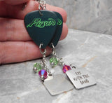 Poison Look What the Cat Dragged In Guitar Pick Earrings with Stainless Steel Charms and Swarovski Crystal Dangles