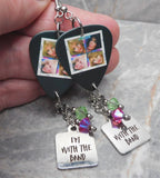 Poison Look What the Cat Dragged In Guitar Pick Earrings with Stainless Steel Charms and Swarovski Crystal Dangles