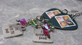 Poison Look What the Cat Dragged In Guitar Pick Earrings with Stainless Steel Charms and Swarovski Crystal Dangles