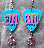 Equal Pride Guitar Pick Earrings with Pink Swarovski Crystal Dangles