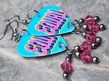 Equal Pride Guitar Pick Earrings with Pink Swarovski Crystal Dangles