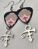 Prince HitnRun Phase Two Guitar Pick Earrings with Symbol Charm Dangles