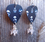 Queen II Album Cover Guitar Pick Earrings with Clear Swarovski Crystal Dangles