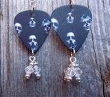 Queen II Album Cover Guitar Pick Earrings with Clear Swarovski Crystal Dangles