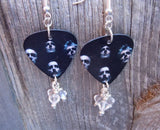 Queen II Album Cover Guitar Pick Earrings with Clear Swarovski Crystal Dangles