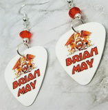 Queen's Brian May Guitar Pick Earrings with Hyacinth Swarovski Crystals