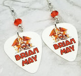 Queen's Brian May Guitar Pick Earrings with Hyacinth Swarovski Crystals