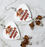 Queen Brian May Guitar Pick Earrings with Copper Swarovski Crystal Dangles