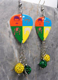 Queen Hot Space Guitar Pick Earrings with Stainless Steel Music Note Charm and Pave Bead Dangles