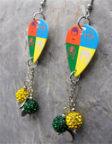 Queen Hot Space Guitar Pick Earrings with Stainless Steel Music Note Charm and Pave Bead Dangles