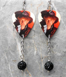 Queen John Deacon Guitar Pick Earrings with Black Pave Bead Dangles