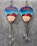 Queen The Miracle Album Cover Guitar Pick Earrings with Clear Swarovski Crystals