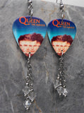 Queen The Miracle Album Cover Guitar Pick Earrings with Clear Swarovski Crystals