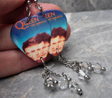 Queen The Miracle Album Cover Guitar Pick Earrings with Clear Swarovski Crystals