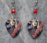 Red Hot Chili Peppers Anthony Kiedis Guitar Pick Earrings with Red Swarovski Crystals