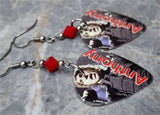 Red Hot Chili Peppers Anthony Kiedis Guitar Pick Earrings with Red Swarovski Crystals