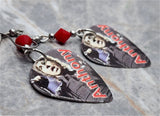 Red Hot Chili Peppers Anthony Kiedis Guitar Pick Earrings with Red Swarovski Crystals