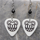 Radiohead Logo White Guitar Pick Earrings with Black Swarovski Crystals