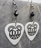 Radiohead Logo White Guitar Pick Earrings with Black Swarovski Crystals