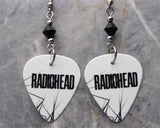 Radiohead Guitar Pick Earrings with Black Swarovski Crystals