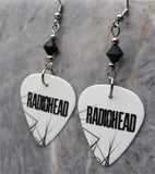 Radiohead Guitar Pick Earrings with Black Swarovski Crystals