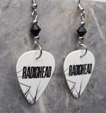 Radiohead Guitar Pick Earrings with Black Swarovski Crystals