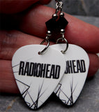 Radiohead Guitar Pick Earrings with Black Swarovski Crystals