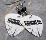 Radiohead Guitar Pick Earrings with Black Swarovski Crystals