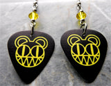 Radiohead Logo Black Guitar Pick Earrings with Yellow Swarovski Crystals
