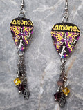 The Ramones Greatest Hits Live Guitar Pick Earrings with Stainless Steel Charms and Swarovski Crystal Dangles