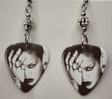 Black and White Fierce Rihanna Guitar Pick Earrings with Black and White Pave Beads