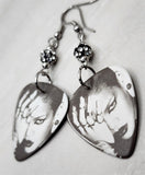 Black and White Fierce Rihanna Guitar Pick Earrings with Black and White Pave Beads