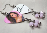 Rihanna Pick Earrings with Rose Alabaster Swarovski Crystal Dangles