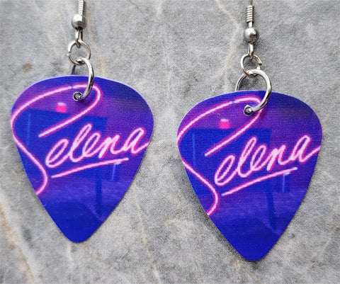 Selena Logo Guitar Pick Earrings