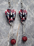 Slayer on Revolver Magazine Guitar Pick Earrings with Red Pave Bead Dangles