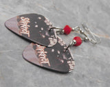 Slipknot Guitar Pick Earrings with Opaque Red Swarovski Crystals