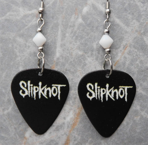 Slipknot Black Guitar Pick Earrings with White Swarovski Crystals