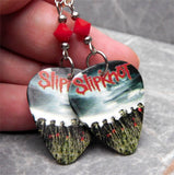 Slipknot All Hope Is Gone Guitar Pick Earrings with Dark Red Pave Bead Dangles