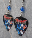 Slipknot Guitar Pick Earrings with Capri Blue Swarovski Crystals