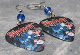 Slipknot Guitar Pick Earrings with Capri Blue Swarovski Crystals