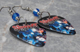 Slipknot Guitar Pick Earrings with Capri Blue Swarovski Crystals